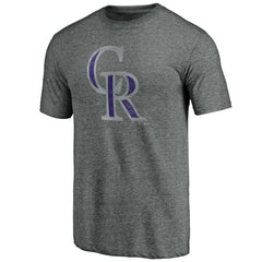 Colorado Rockies Weathered Official Logo Tri-Blend T-Shirt - Heather Gray - MLB Lifestyle