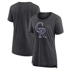 Colorado Rockies Women's Weathered Official Logo Tri-Blend T-Shirt - Gray - MLB Sale