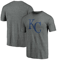 Kansas City Royals Weathered Official Logo Tri-Blend T-Shirt - Heather Gray - MLB Lifestyle