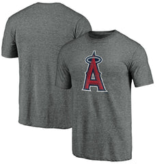 Los Angeles Angels Weathered Official Logo Tri-Blend T-Shirt - Heather Gray - MLB Discount