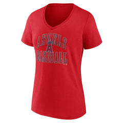 Los Angeles Angels Women's Victory Script V-Neck T-Shirt - Red - MLB Sale