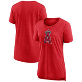 Los Angeles Angels Women's Weathered Official Logo Tri-Blend T-Shirt - Red - MLB Sale
