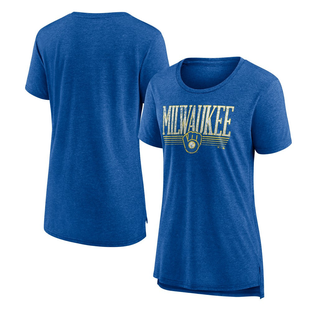 Milwaukee Brewers Women's Toppler Tri-Blend T-Shirt - Royal - MLB Discount