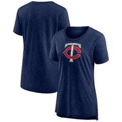 Minnesota Twins Women's Weathered Official Logo Tri-Blend T-Shirt - Navy - MLB Sale