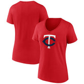 Minnesota Twins Women's Official Logo V-Neck T-Shirt - Red - MLB on Sale