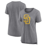 San Diego Padres Women's Weathered Official Logo Tri-Blend T-Shirt - Gray - MLB Discount