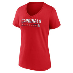 St. Louis Cardinals Women's Primary Play V-Neck T-Shirt - Red - MLB Discount