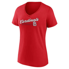 St. Louis Cardinals Women's One And Only V-Neck T-Shirt - Red - MLB Discount