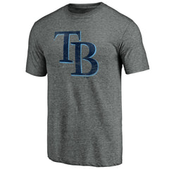 Tampa Bay Rays Weathered Official Logo Tri-Blend T-Shirt - Heather Gray - MLB Lifestyle