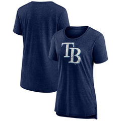 Tampa Bay Rays Women's Weathered Official Logo Tri-Blend T-Shirt - Navy - MLB Discount
