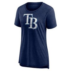 Tampa Bay Rays Women's Weathered Official Logo Tri-Blend T-Shirt - Navy - MLB Discount