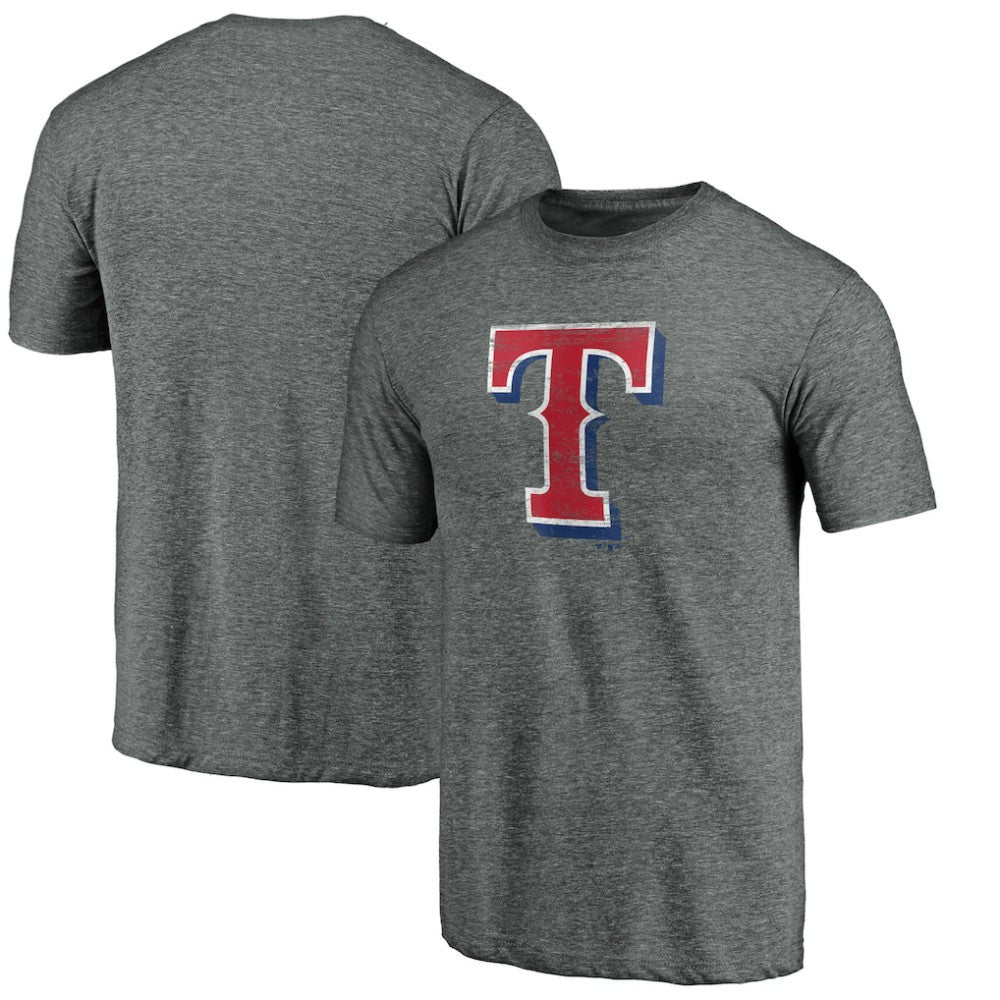 Texas Rangers Weathered Official Logo Tri-Blend T-Shirt - Heather Gray - MLB Online