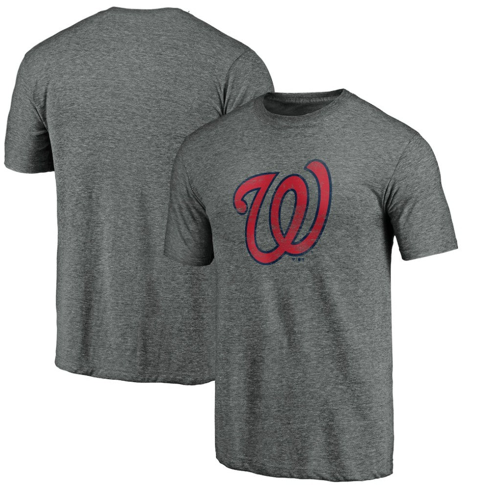 Washington Nationals Weathered Official Logo Tri-Blend T-Shirt - Heather Gray - MLB Lifestyle