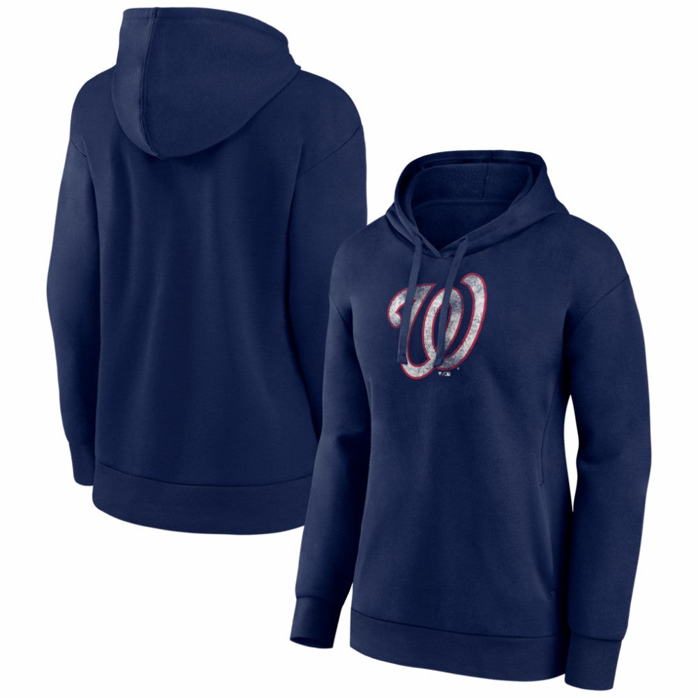 Washington Nationals Women's Distressed Team Pullover Hoodie - Navy - MLB Sale