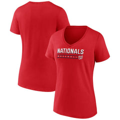 Washington Nationals Women's Primary Play V-Neck T-Shirt - Red - MLB Lifestyle