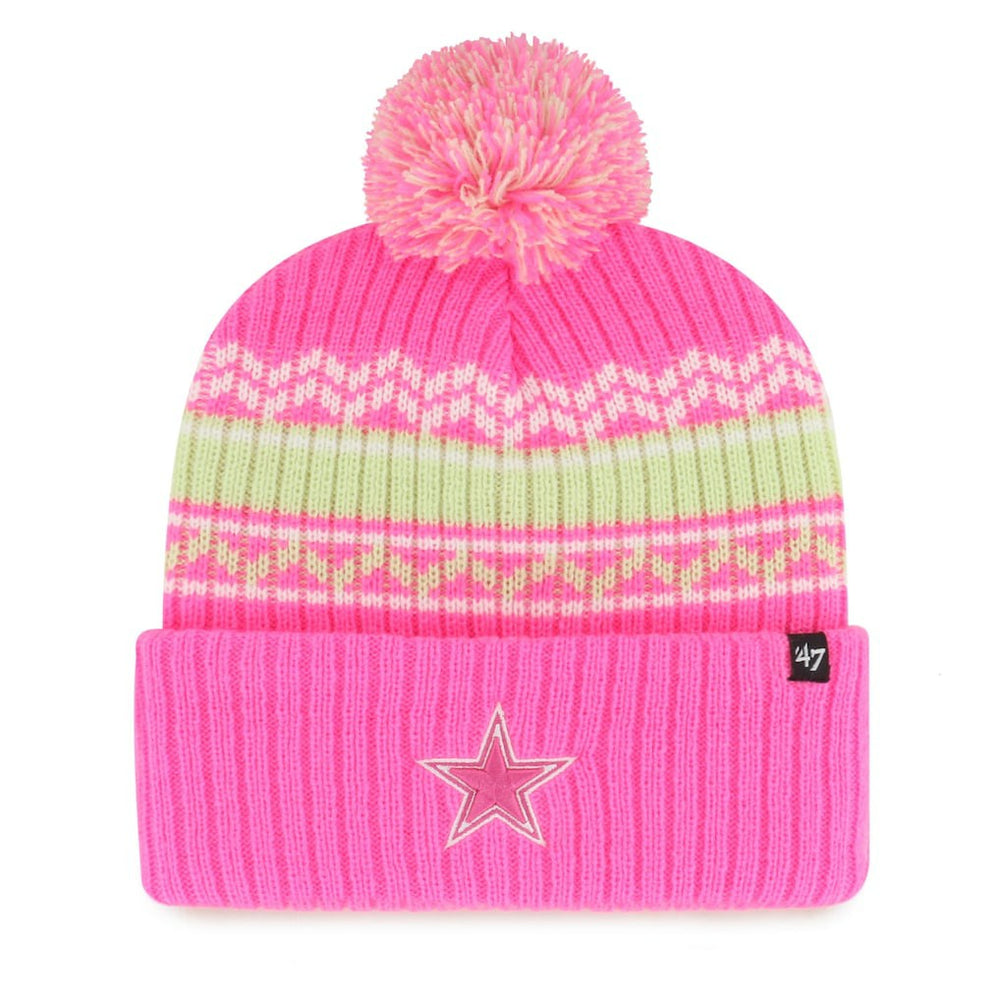 47 brand Dallas Cowboys '47 Girls Youth Polar Vortex Cuffed Knit Hat with Pom Pink