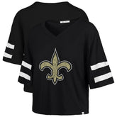 47 brand New Orleans Saints '47 Women's Premier Scout Cropped V-Neck T-Shirt Black