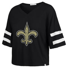 47 brand New Orleans Saints '47 Women's Premier Scout Cropped V-Neck T-Shirt Black