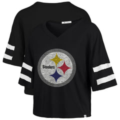 47 brand Pittsburgh Steelers '47 Women's Premier Scout Cropped V-Neck T-Shirt Black