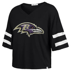 47 brand Baltimore Ravens '47 Women's Premier Scout Cropped V-Neck T-Shirt Black