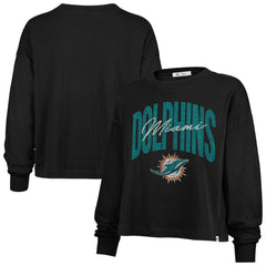 47 brand Miami Dolphins '47 Women's Muse Sydney Long Sleeve Cropped T-Shirt Black