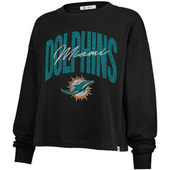 47 brand Miami Dolphins '47 Women's Muse Sydney Long Sleeve Cropped T-Shirt Black