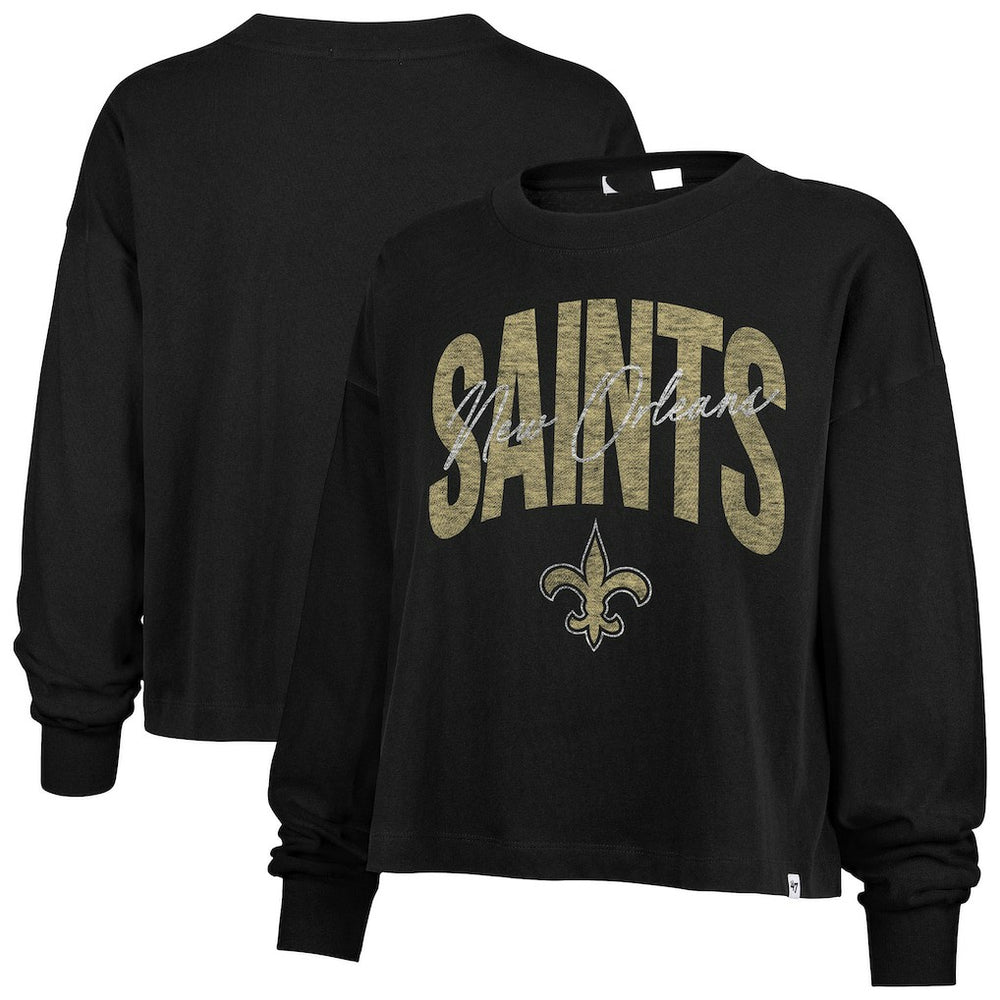 47 brand New Orleans Saints '47 Women's Muse Sydney Long Sleeve Cropped T-Shirt Black