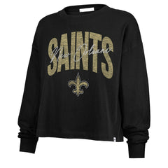 47 brand New Orleans Saints '47 Women's Muse Sydney Long Sleeve Cropped T-Shirt Black