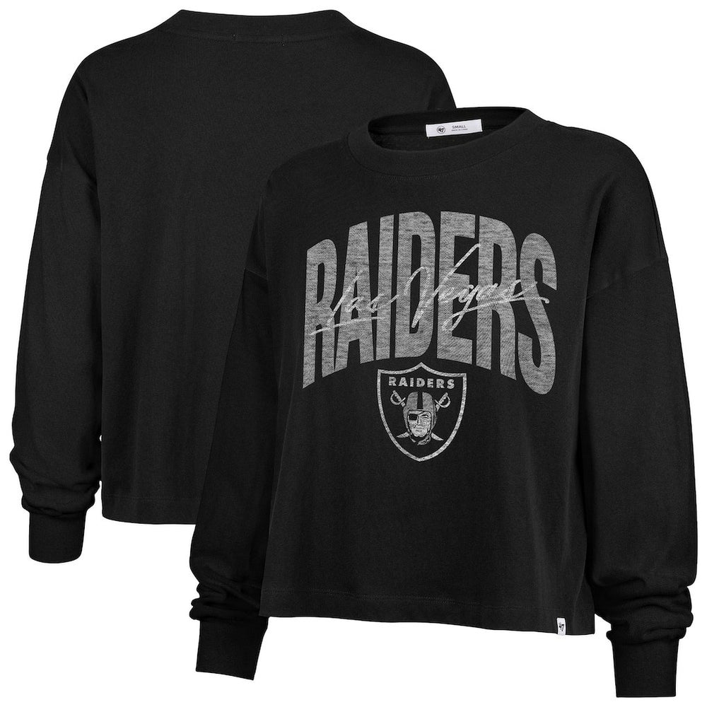 47 brand Las Vegas Raiders '47 Women's Muse Sydney Long Sleeve Cropped T-Shirt Black