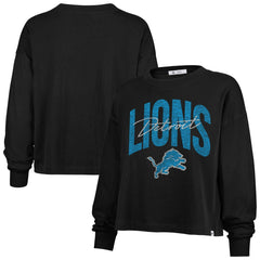 47 brand Detroit Lions '47 Women's Muse Sydney Long Sleeve Cropped T-Shirt Black