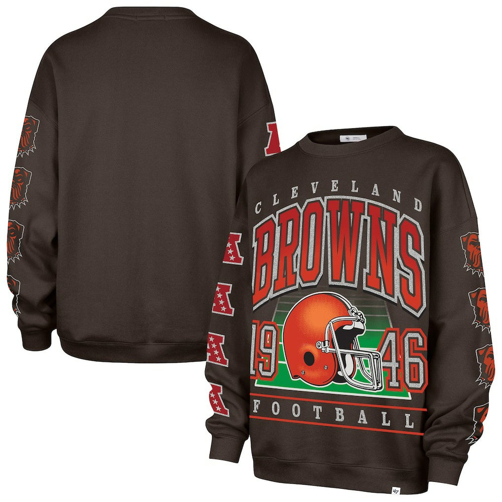 47 brand Cleveland Browns '47 Women's Go Big Oversized Pullover Sweatshirt Brown