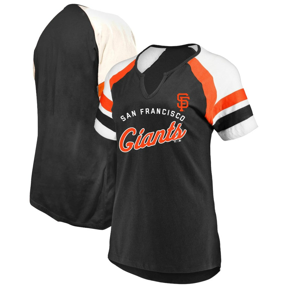 San Francisco Giants Profile Women's Arched Notch Neck T-Shirt - Black - MLB Discount