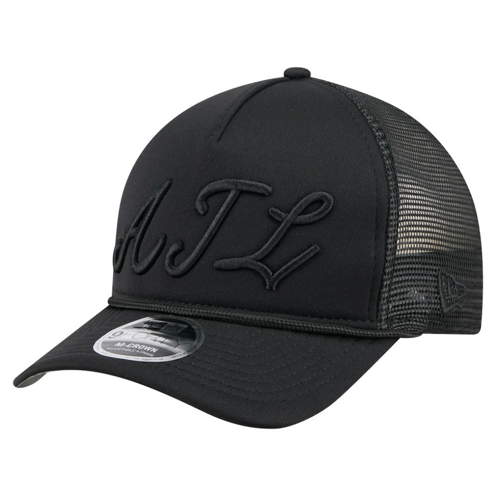 Atlanta Braves New Era City Initial 9FORTY A-Frame M-Crown Adjustable Trucker Hat - Black - New Era Sale