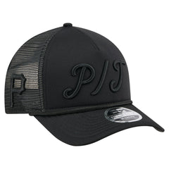Pittsburgh Pirates New Era City Initial 9FORTY A-Frame M-Crown Adjustable Trucker Hat - Black - New Era Lifestyle
