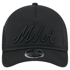 Miami Marlins New Era City Initial 9FORTY A-Frame M-Crown Adjustable Trucker Hat - Black - New Era Lifestyle