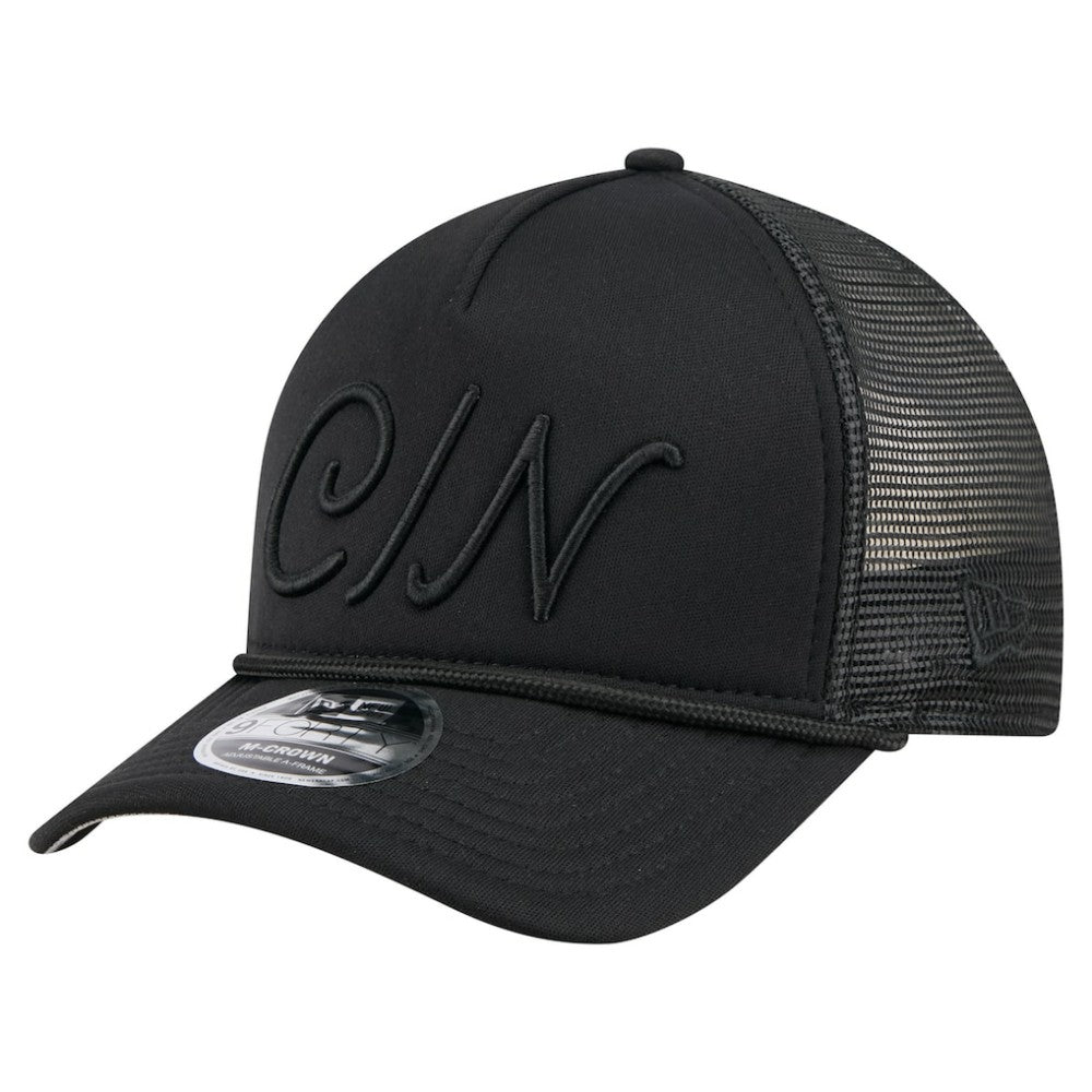 Cincinnati Reds New Era City Initial 9FORTY A-Frame M-Crown Adjustable Trucker Hat - Black - New Era Online
