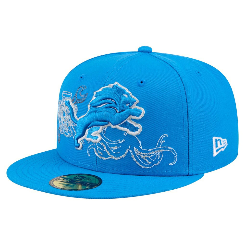 Detroit Lions New Era State Stitch 59FIFTY Fitted Hat Blue