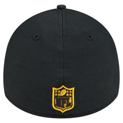 Pittsburgh Steelers New Era Stripes 39THIRTY Flex Hat Black