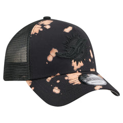 Miami Dolphins New Era Bleached 9FORTY A-Frame Adjustable Hat Black