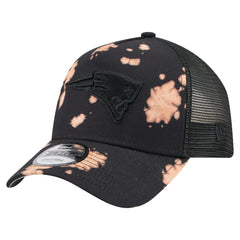 New England Patriots New Era Bleached 9FORTY A-Frame Adjustable Hat Black