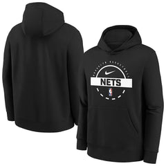 Brooklyn Nets Youth 2025/26 Club Fleece Practice Hoodie Black | Nike Lifestyle