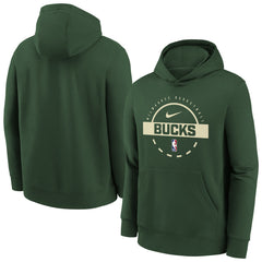 Milwaukee Bucks Youth 2025/26 Club Fleece Practice Hoodie Hunter Green | Nike US