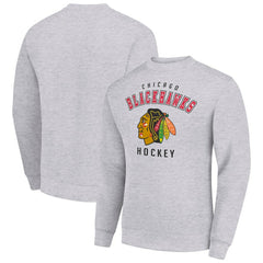 Chicago Blackhawks Men's Starter Team Logo Fleece Pullover Sweatshirt - Heather Gray - NHL 202601563