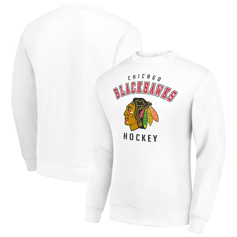 Chicago Blackhawks Men's Starter Team Logo Fleece Pullover Sweatshirt - White - NHL 202601647