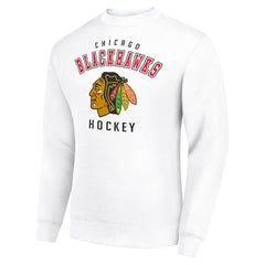 Chicago Blackhawks Men's Starter Team Logo Fleece Pullover Sweatshirt - White - NHL 202601647