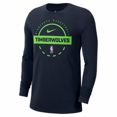 Minnesota Timberwolves Authentic Long Sleeve Practice T-Shirt Navy | Nike