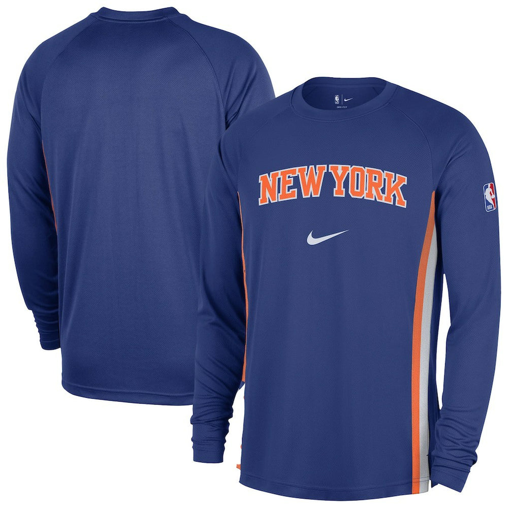 New York Knicks 2025/26 Authentic Pre-Game Legend Dri-FIT Long Sleeve Shooting Shirt Blue | Nike outlet