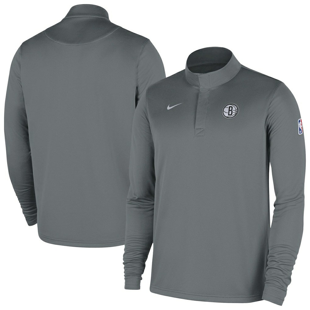 Brooklyn Nets 2025/26 Authentic Coaches Quarter-Zip Dri-Fit Top Gray | Nike