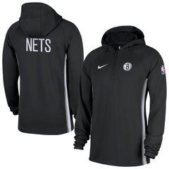 Brooklyn Nets Authentic On Court Zone Quarter-Zip Dri-FIT Hoodie Jacket Black | Nike Near Me