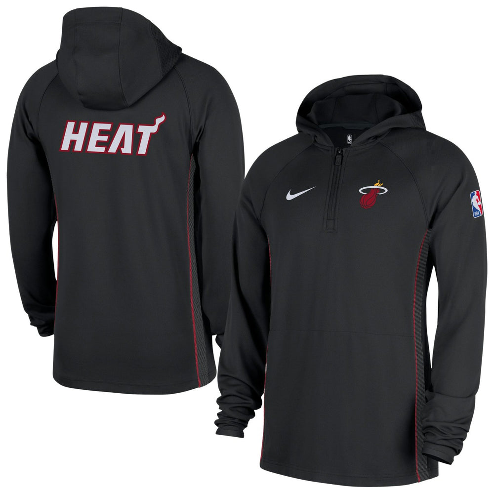 Miami Heat Authentic On Court Zone Quarter-Zip Dri-FIT Hoodie Jacket Black | Nike Lifestyle
